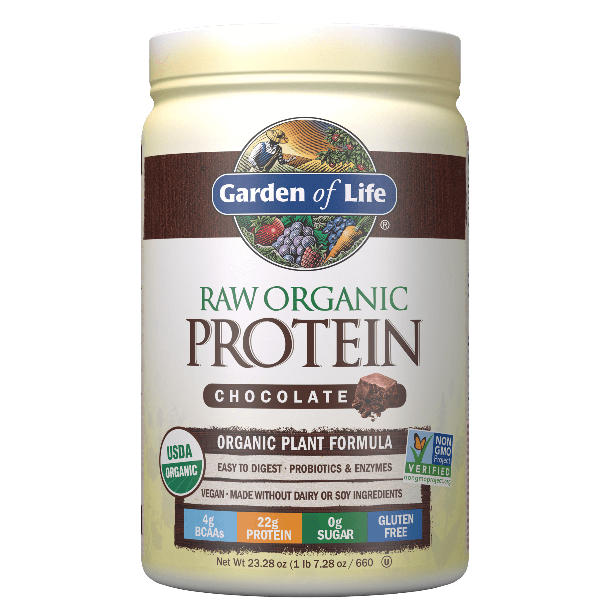 Proteiny RAW Organic Protein Chocolate Cacao- proteiny o smaku czekoladowym 660g -Garden of Life